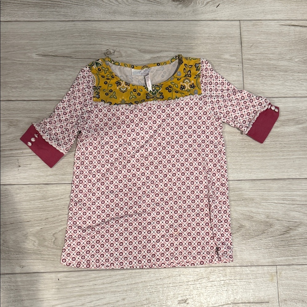 Matilda Jane Kids Blouse with Yellow and Pink Pattern